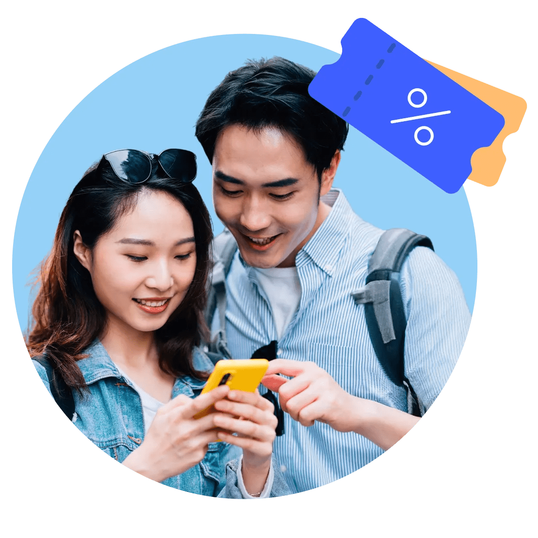 一对夫妇在使用 NordVPN 寻找最优惠的价格。