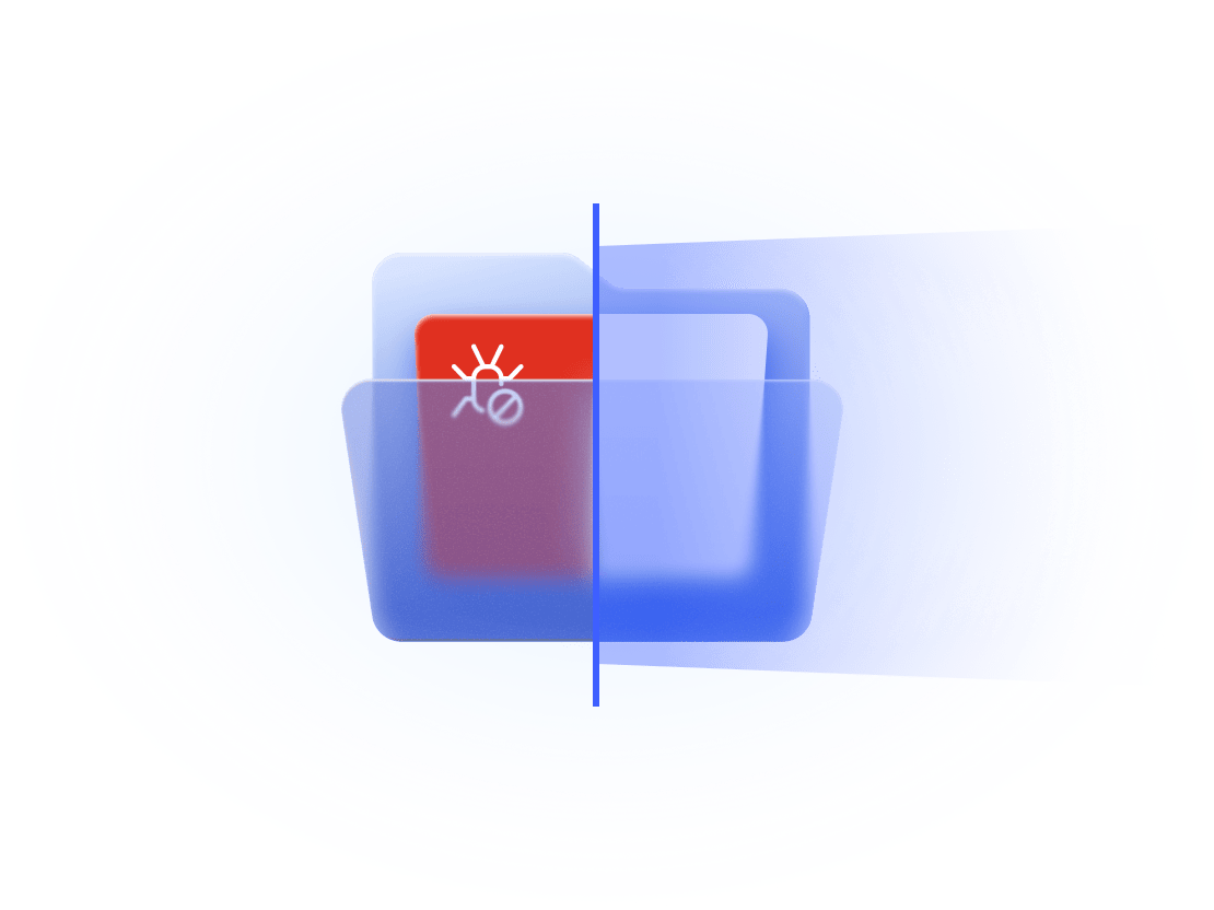 A malware-infected file detected inside a computer folder.