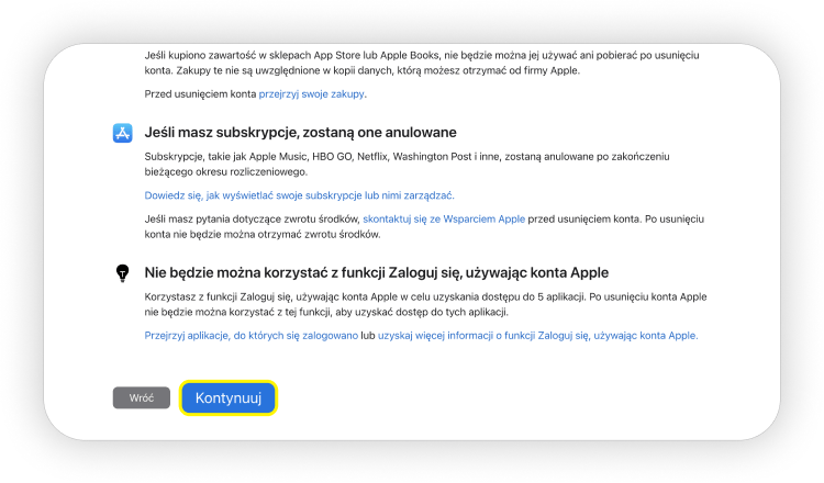 Krok 4: Jak trwale usunąć konto Apple ID