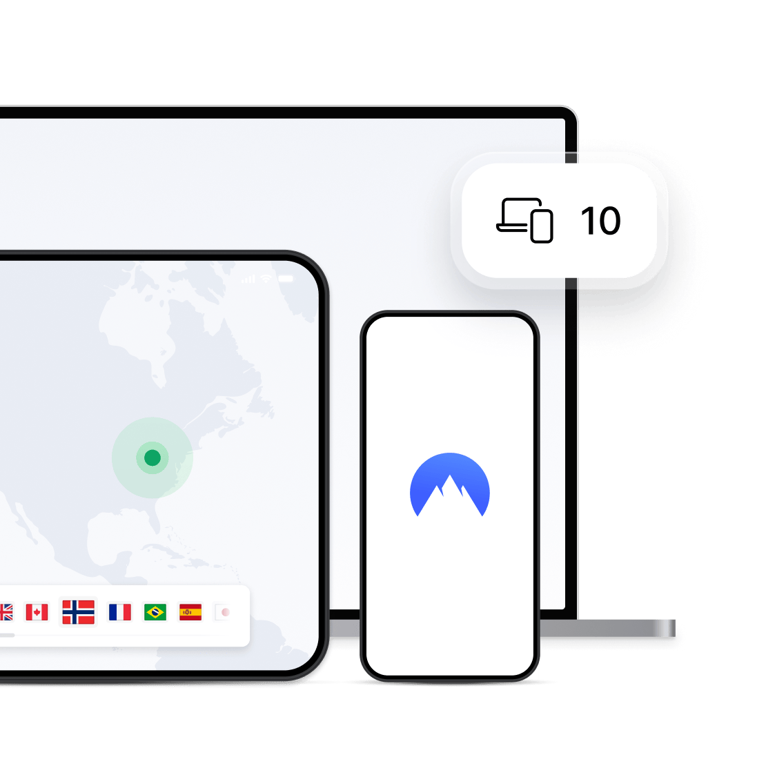 NordVPN-appen på forskjellige enheter.
