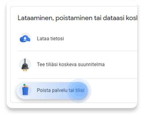 google tilin poistaminen: vaihe 2