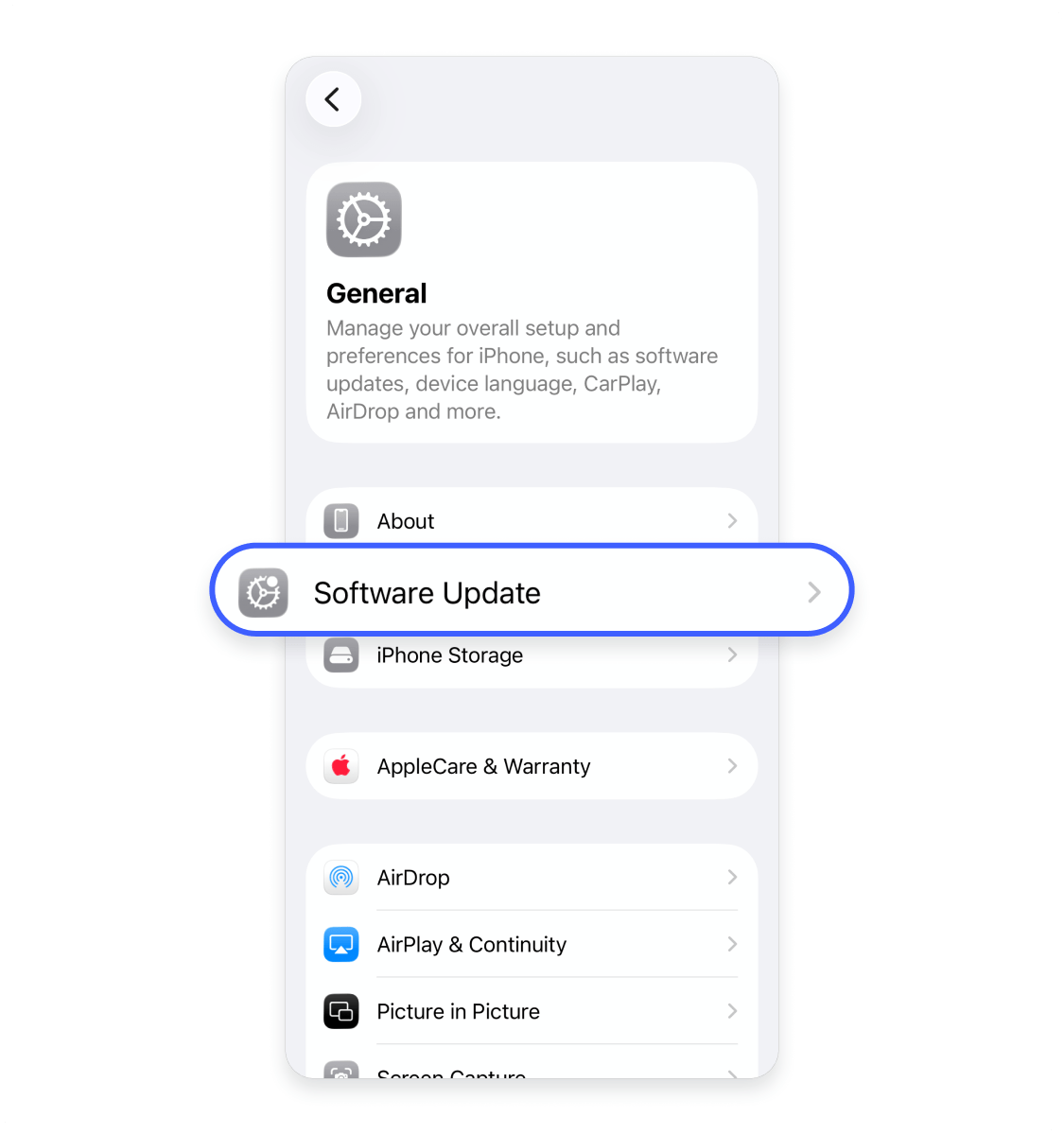 How to set up automatic software updates to improve iPhone security: Step 2.