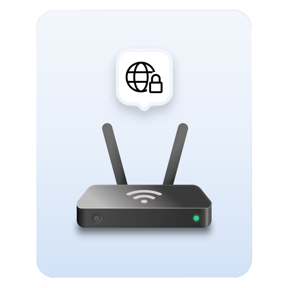 Un router WiFi que usa una VPN para reducir las amenazas externas online.