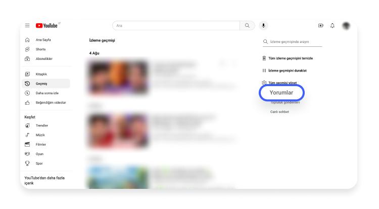 YouTube yorum geçmişi silme: aşama 2