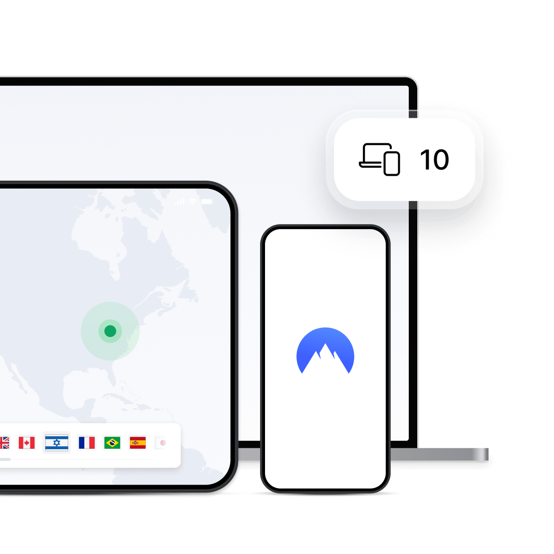 אפליקציית NordVPN במכשירים שונים.