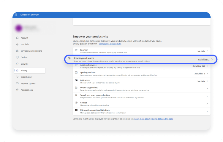 Search history 25