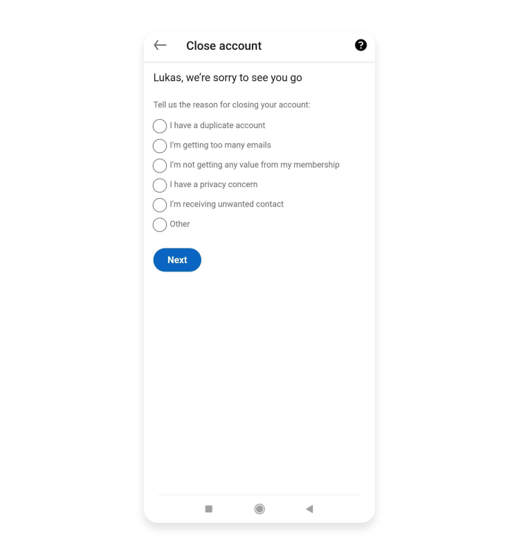 How to delete your LinkedIn mobile step 6