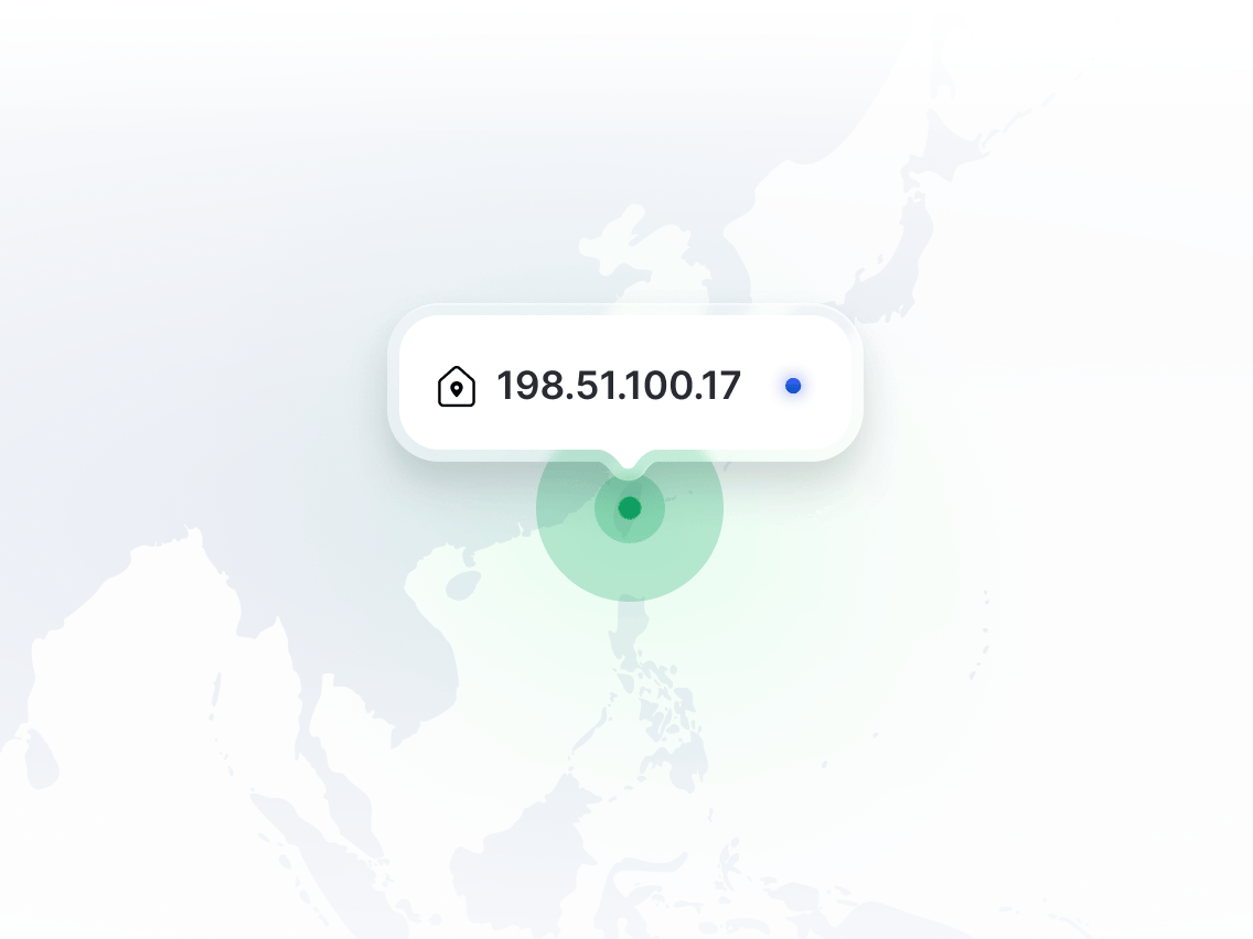 一張顯示專用 IP 位置的美國地圖。