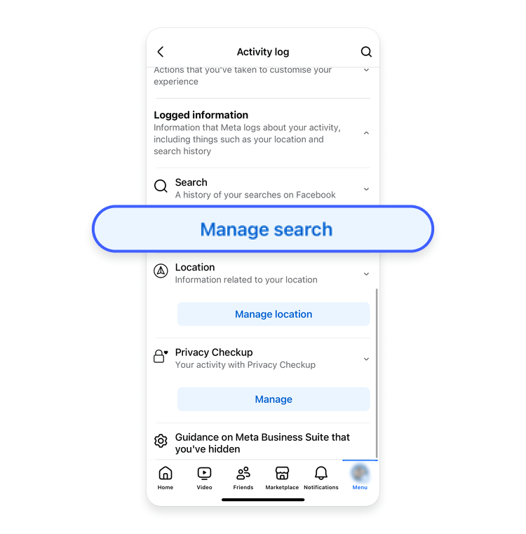 How to delete Facebook search history on a mobile 8