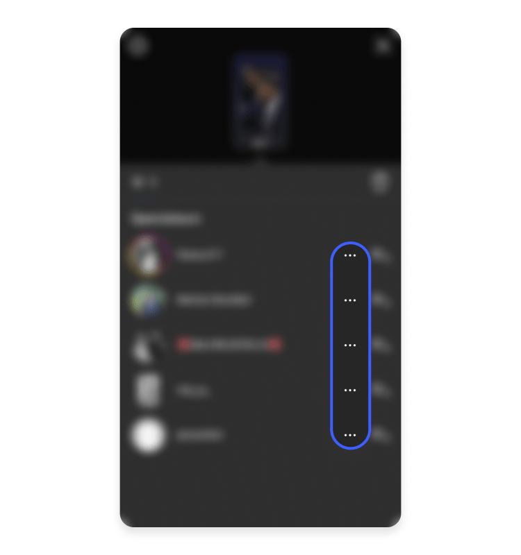 Trois points à côté du nom du follower