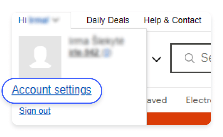 eBay account settings