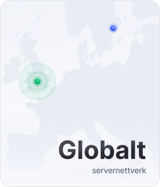 Et utsnitt av et kart som viser at NordVPN har VPN-servere som dekker over 179 steder.