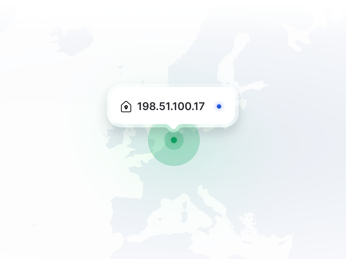 Een kaart met de locatie van een dedicated IP.