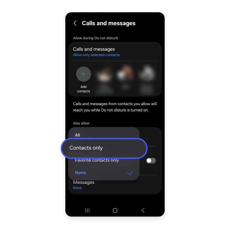 How to block restricted calls on an Android using the “Do not disturb” feature, step 5
