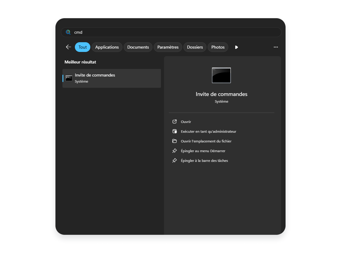 Vider le cache DNS sur Windows : étape 1