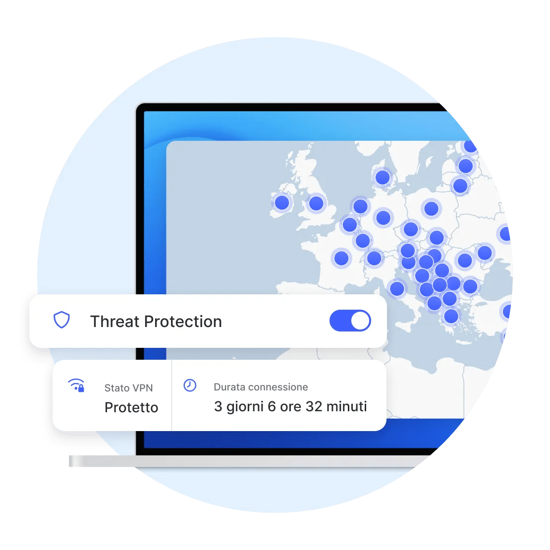 L&#39;app NordVPN per laptop, con Threat Protection Pro attivata.
