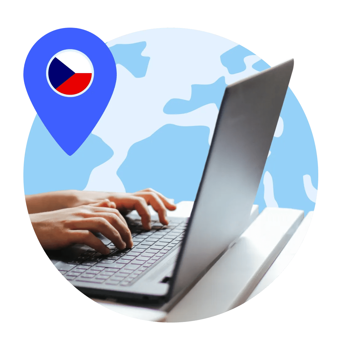 A person is using NordVPN to connect to a Czech server.