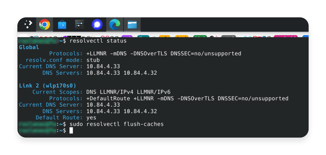 Flush DNS sur Linux : étape 2
