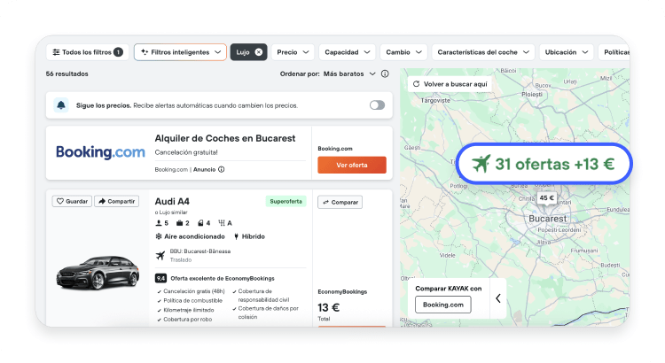 Alquiler de coche de lujo en Rumanía más barato gracias a una VPN.