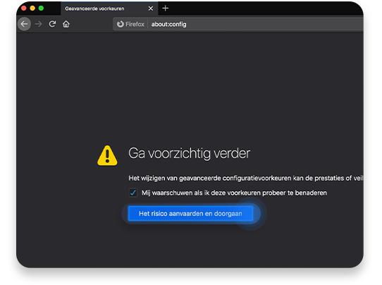 Disable WebRTC in Firefox stap 2