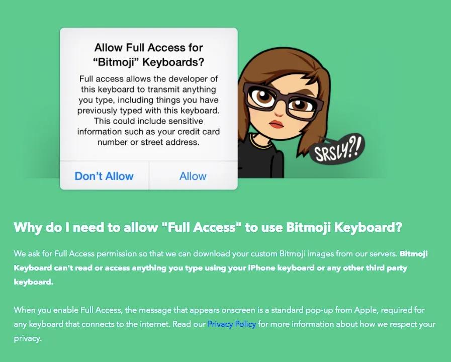 Bitmoji full access
