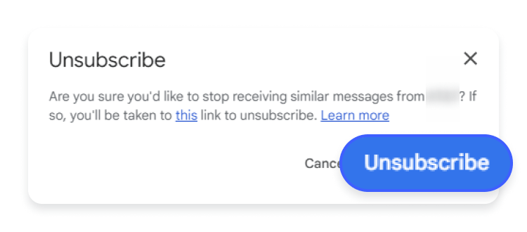 unsubscribe from Gmail button