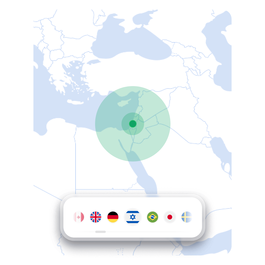 מפת NordVPN המציגה מיקומי שרתים לשינוי המיקום הווירטואלי שלכם.