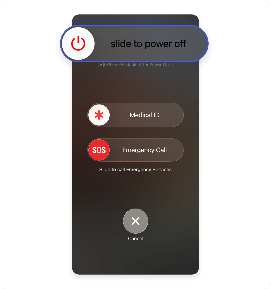 iPhone screen showing the power-off slider.