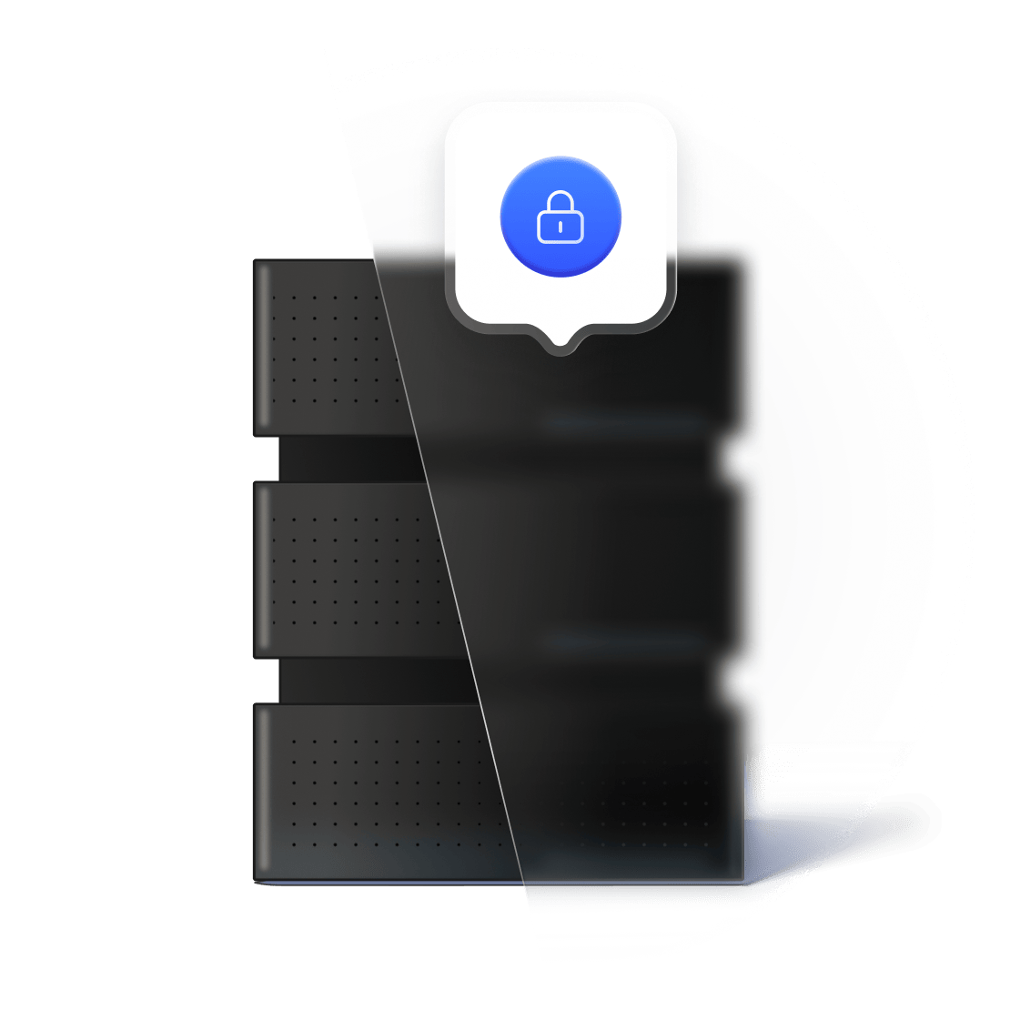 A lock icon above an obscured server stack representing obfuscated servers on restrictive networks.