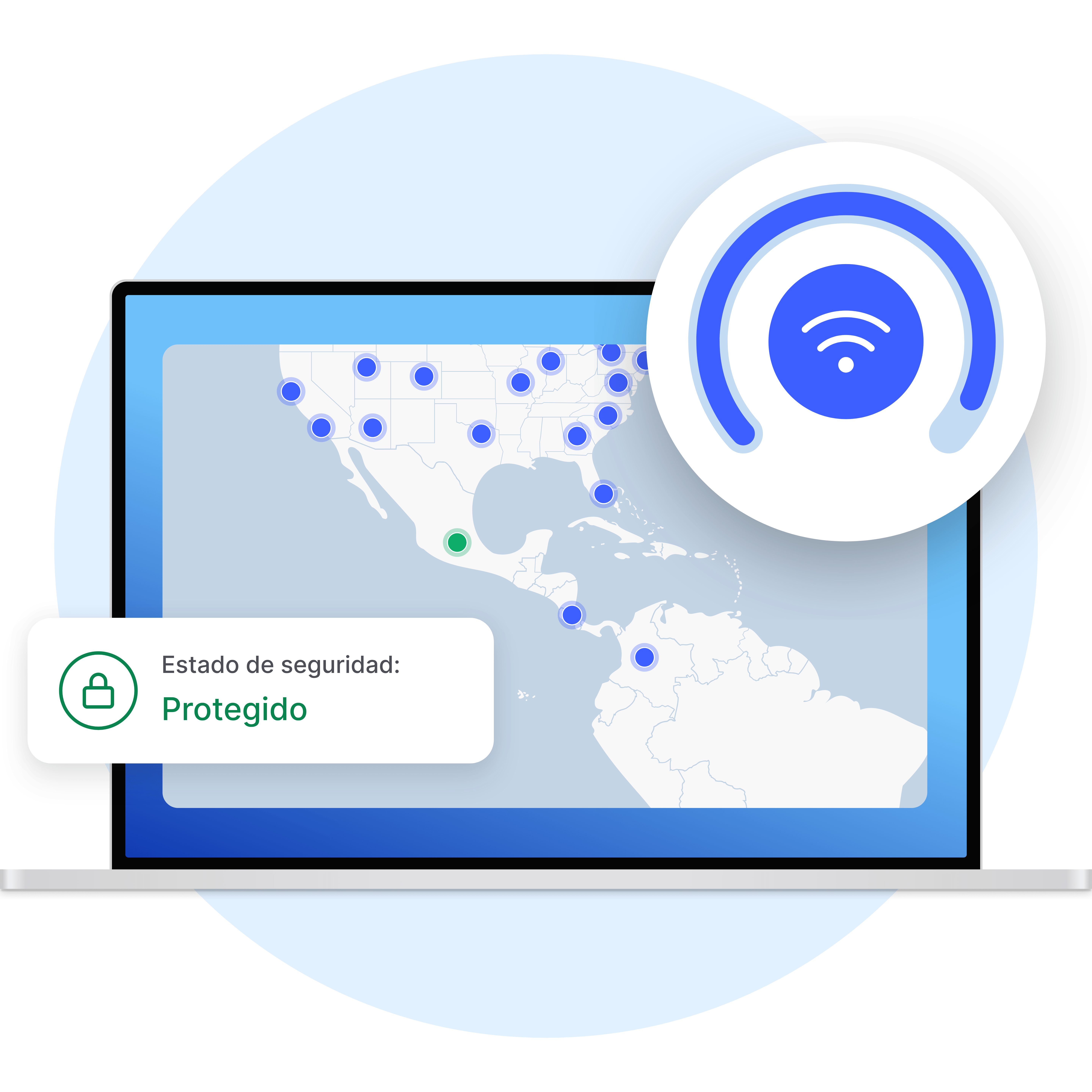 Una PC conectada a un servidor VPN para aumentar la seguridad en línea.