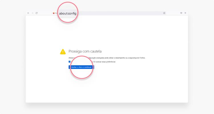 desativar a WebRTC no Firefox: passo nº1