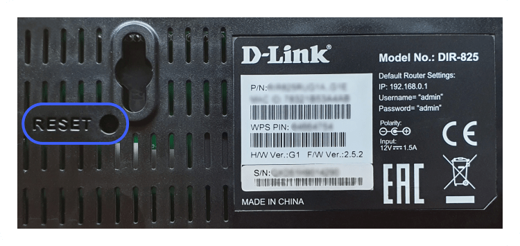 Router reset button
