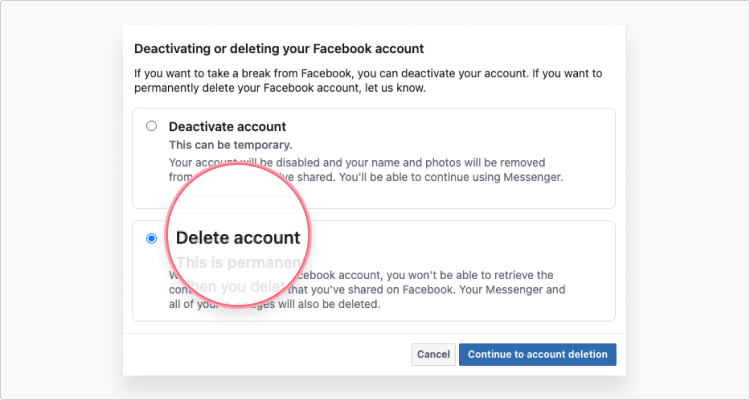 Delete Facebook