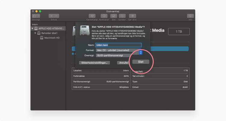 slet harddisk på mac: trin 4