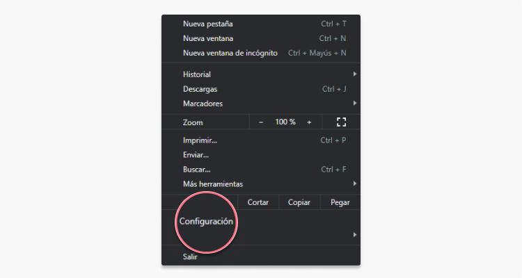 Cómo eliminar las cookies en Chrome paso 1