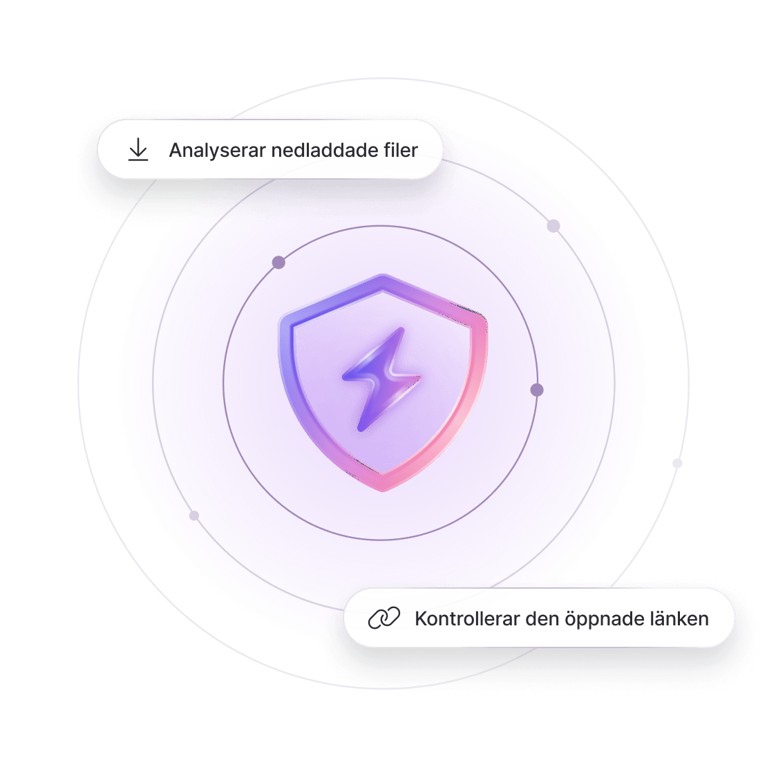 NordVPN:s logotyp för nästa generations antivirus med korta beskrivningar av olika funktioner.