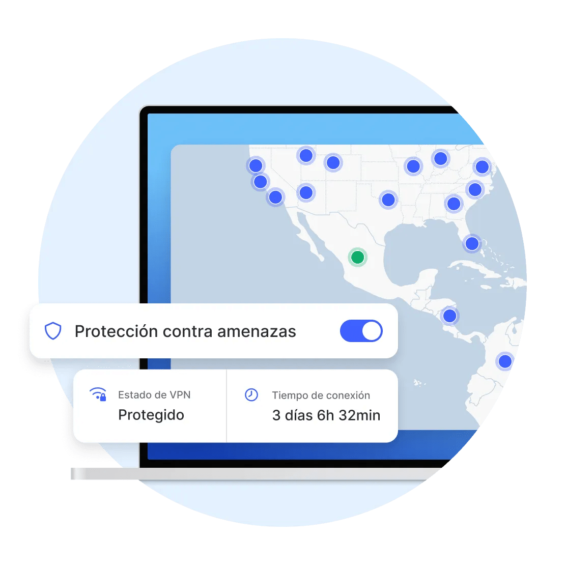 Aplicación NordVPN en una computadora portátil con la Protección contra amenazas Pro activada.