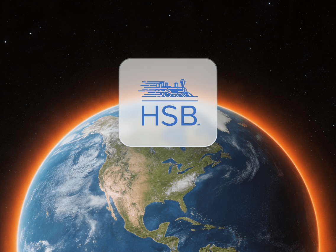 A picture of planet Earth with the HSB — Coveron’s cyber extortion coverage provider — logo in the middle.