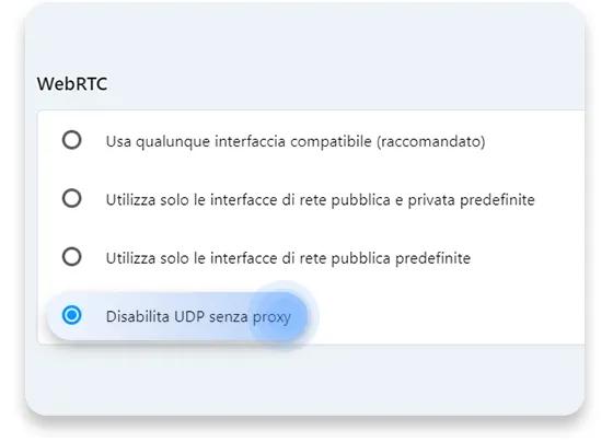 Come disattivare WebRTC su Opera passo 4