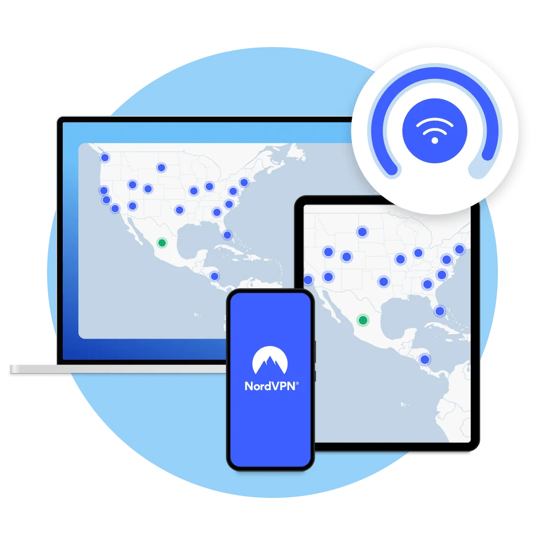 Una computadora portátil con la aplicación de NordVPN abierta y conectada a un servidor en los Estados Unidos.