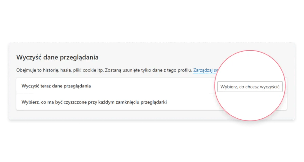 Czyszczenie cookies – MS Edge: krok 2