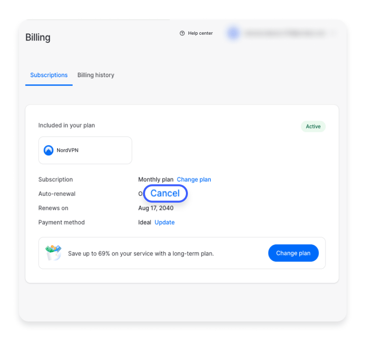 click cancel