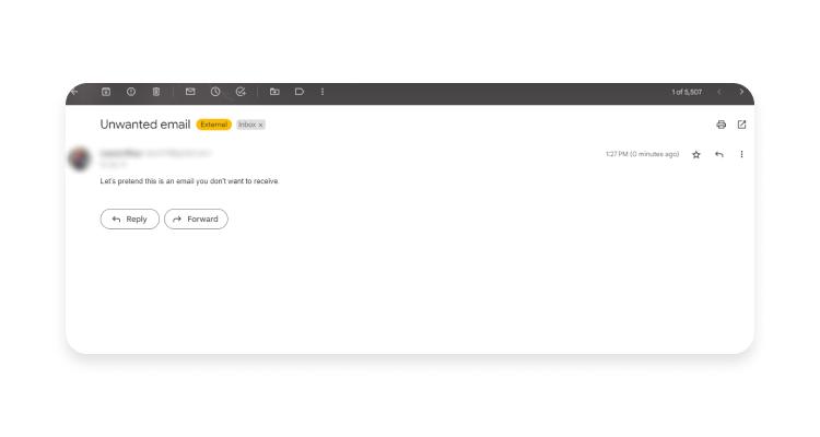 block emails in gmail - step 1: open unwanted email