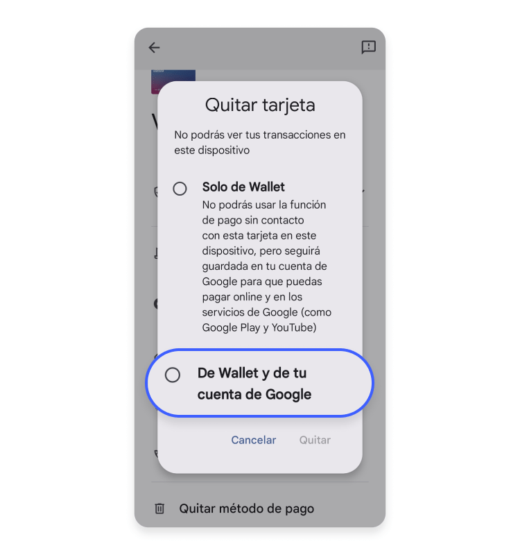 Pasos a seguir para borrar tu tarjeta de crédito en Wallet.