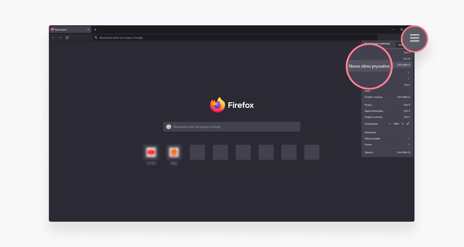 Tryb incognito – Firefox