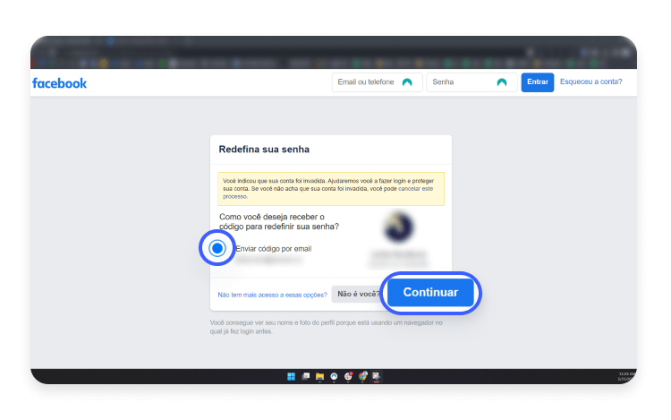 como recuperar conta do Facebook hackeada: passo nº5