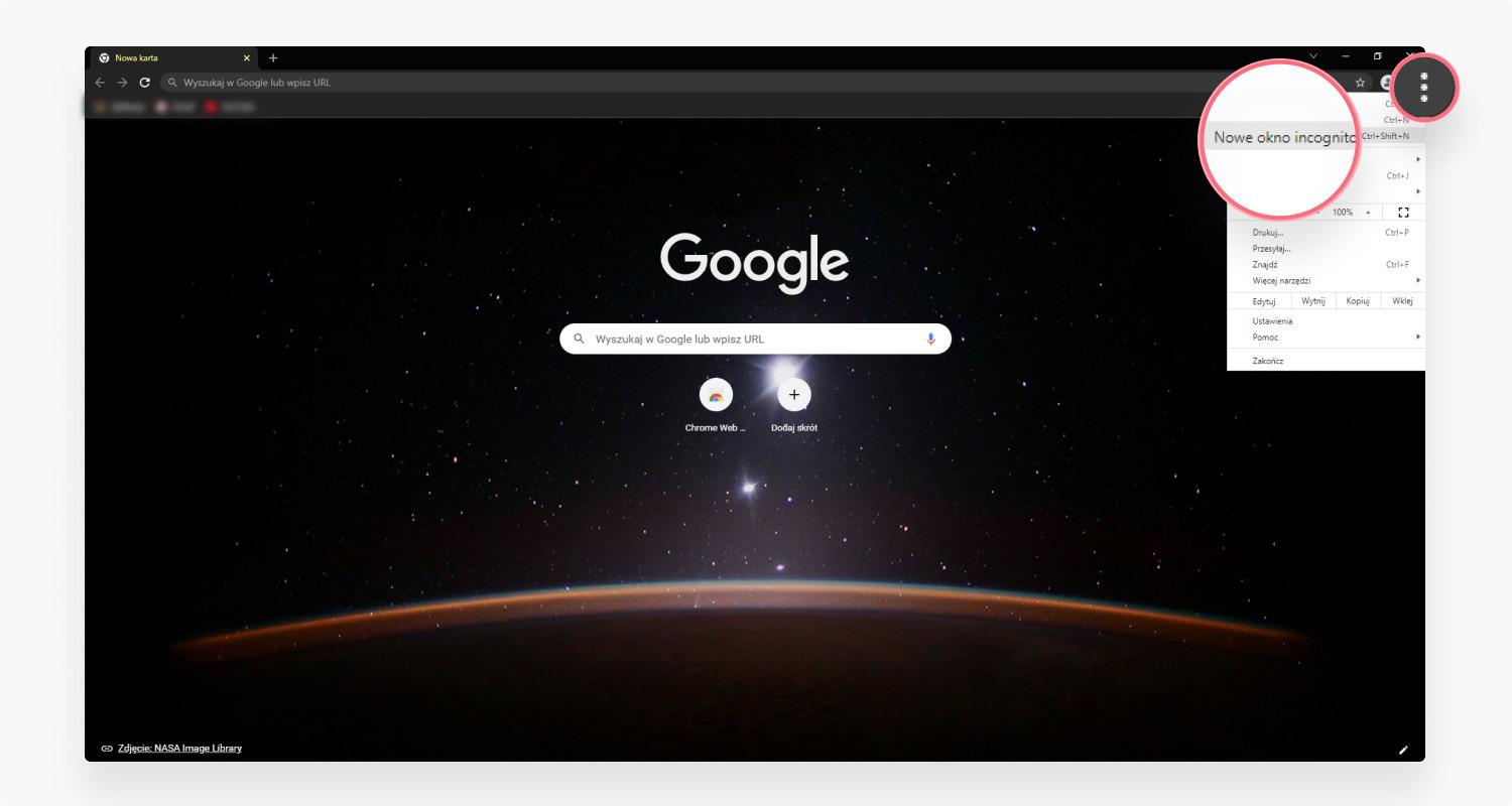 Tryb incognito – Chrome