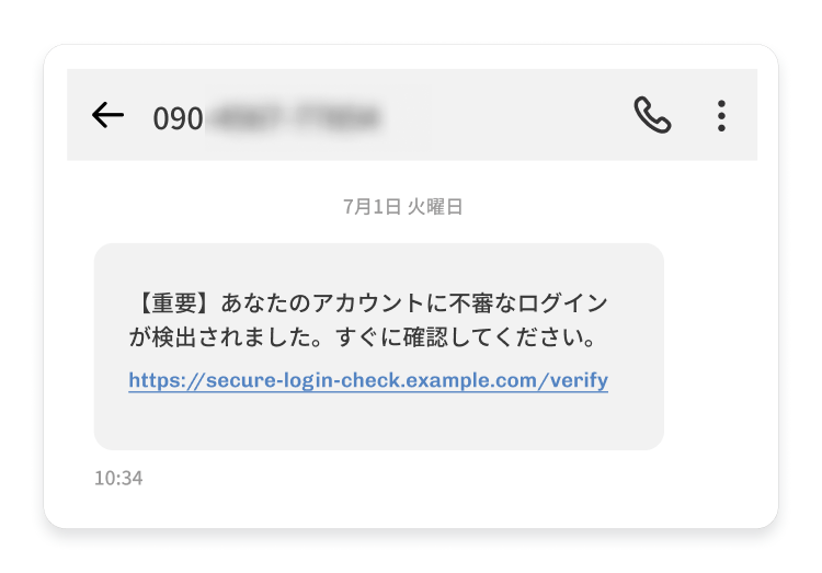 SMSで送られる怪しいリンク