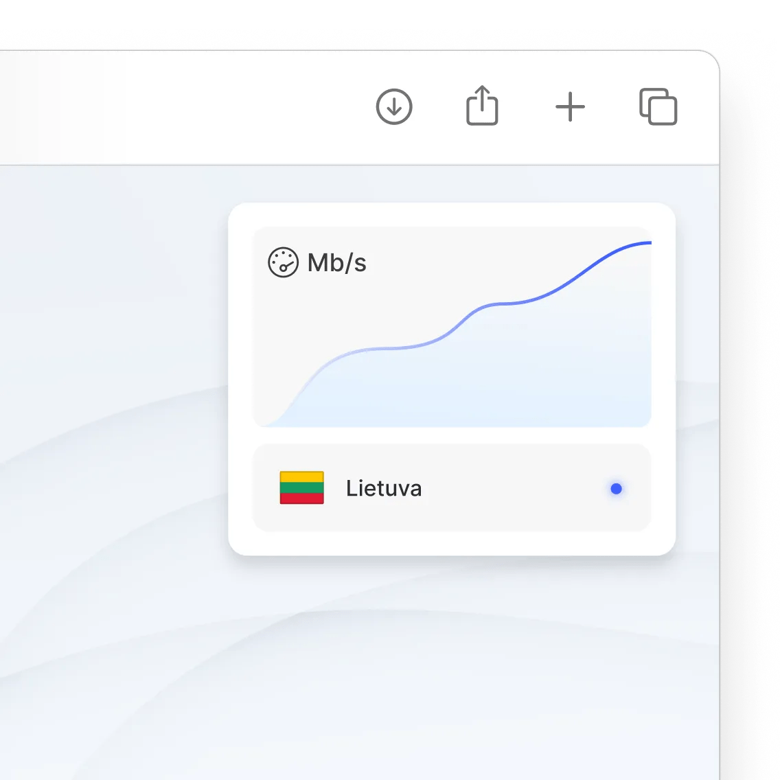Kreivė, rodanti padidėjusį ryšio greitį naudojant „NordVPN“ Lietuvoje.