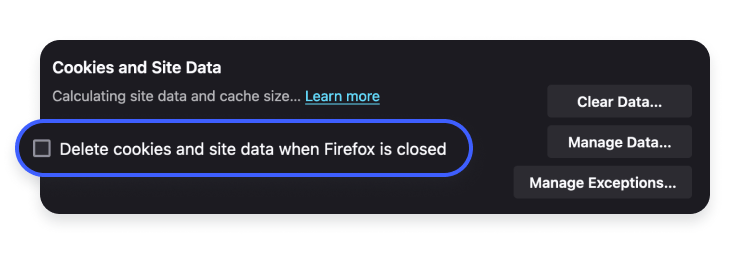 How to manage cookies in Firefox step 2